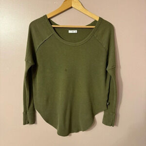 Artizia TNA Alder Thermal Waffle Knit Green  Women Size XS